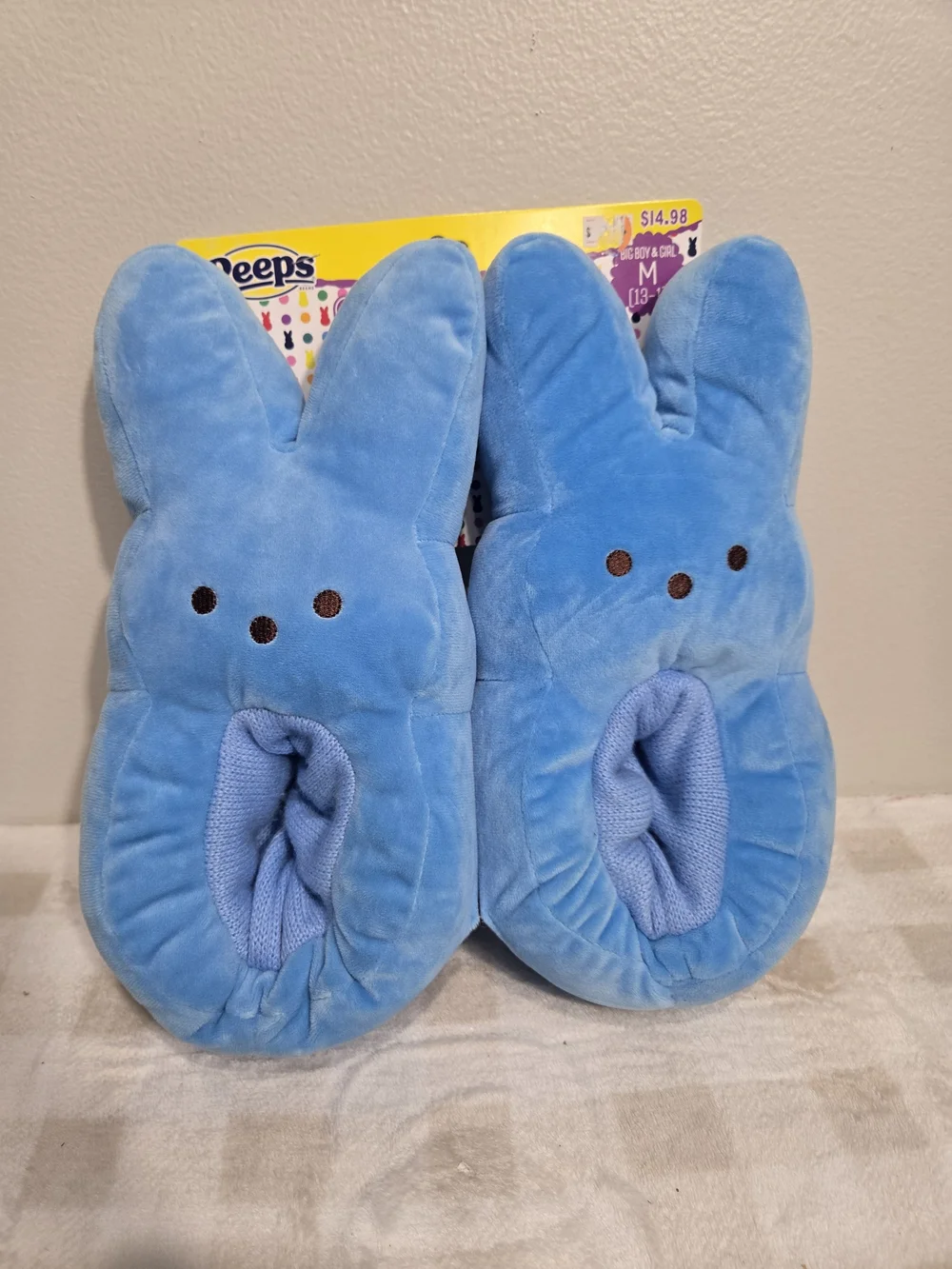 Kids Peeps Bunny Blue Novelty Slip-On Closed Toe Fabric Slippers US 13 To 1